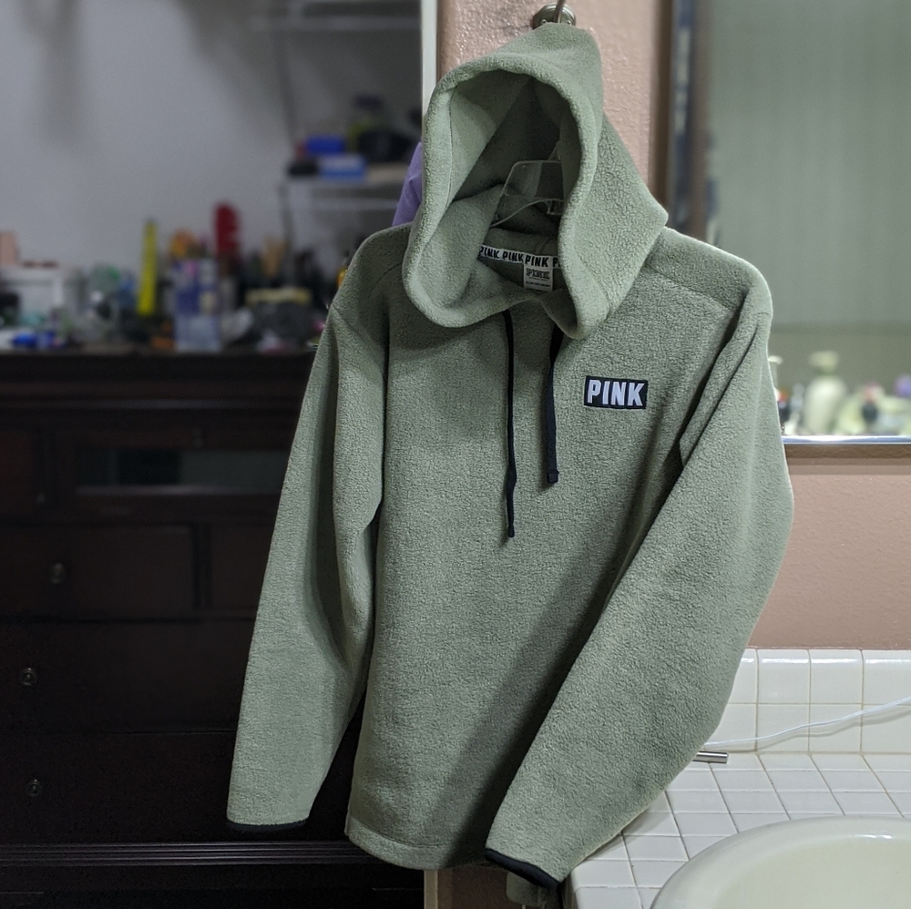 Pink Polar Fleece Sherpa Hoodie Pullover